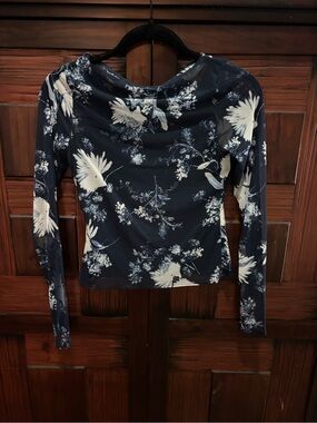 Abercrombie & Fitch Navy Floral Long-Sleeve Top